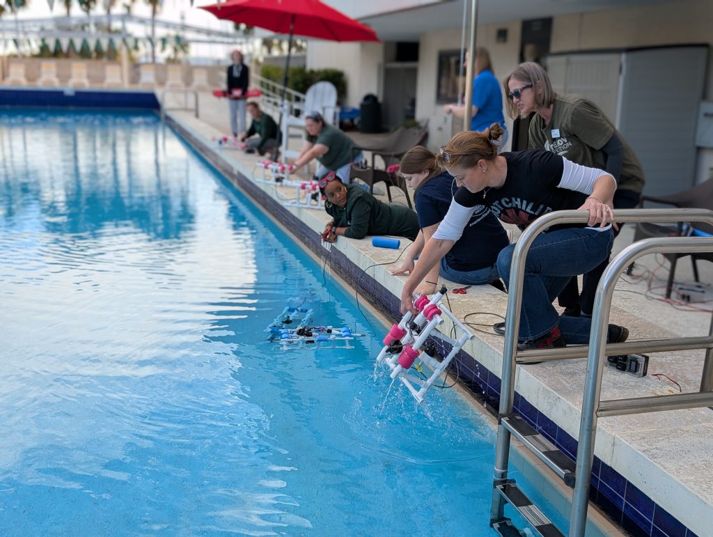 Florida Educators Test their newly built remotely operated vehicles.